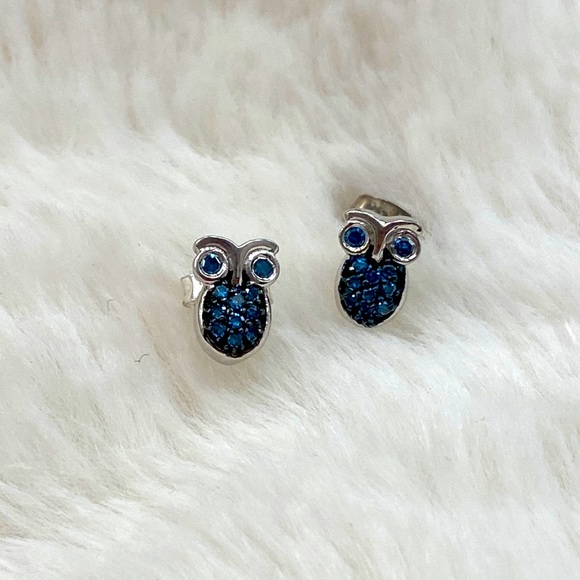 Jewelry - Blue Diamond Owl Earrings